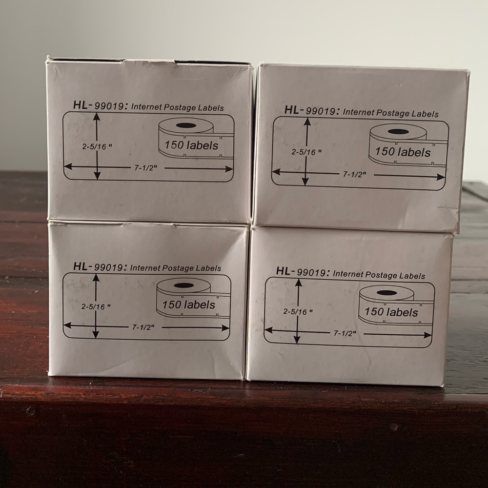 4 Rolls DYMO 99019 Internet Postage Labels 2-5/16" x 7-1/2" 150 Labels Per Roll